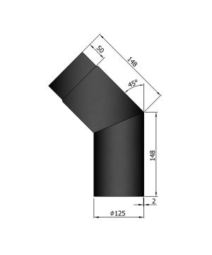 Rökrör Böj 45° Ø125mm