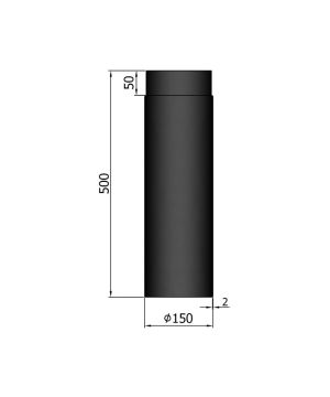 Rökrör Rakt Ø150 Svart 500 mm