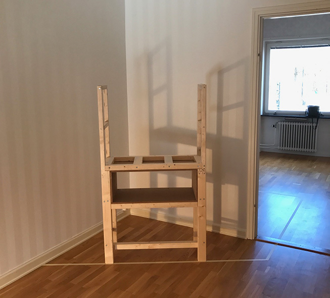 Byggnation av omramning till skorstensfri öppen spis